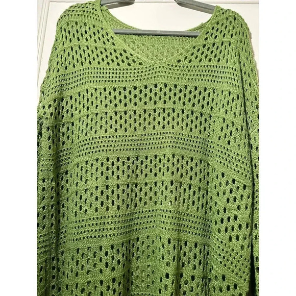 Lightweight Open-Knit Sweater in Olive Green Size Medium - Picture 5 of 7